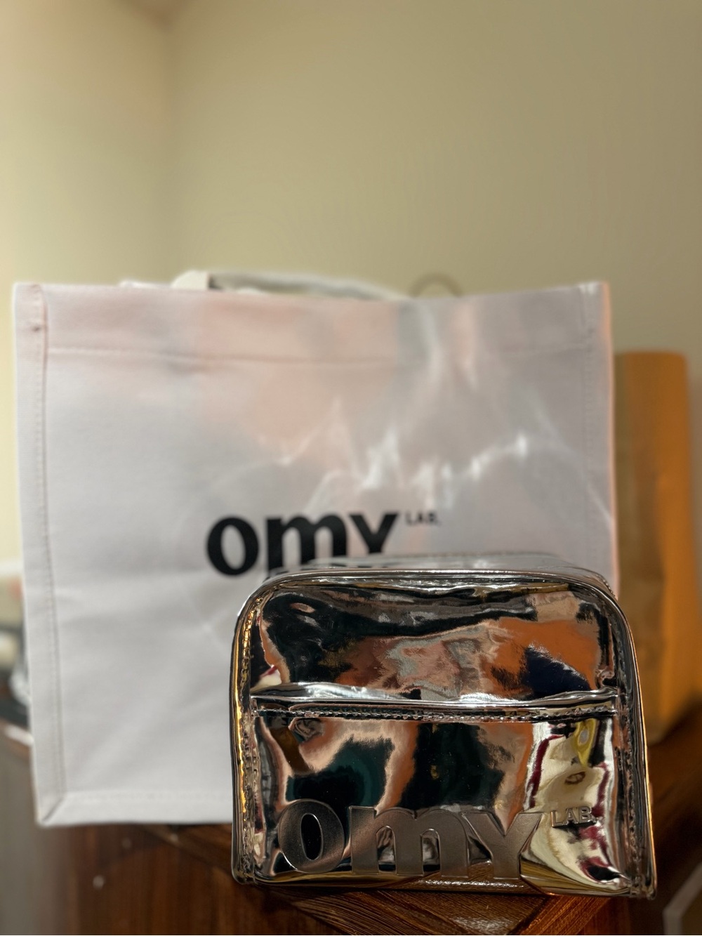 Silver Metallic and bag white